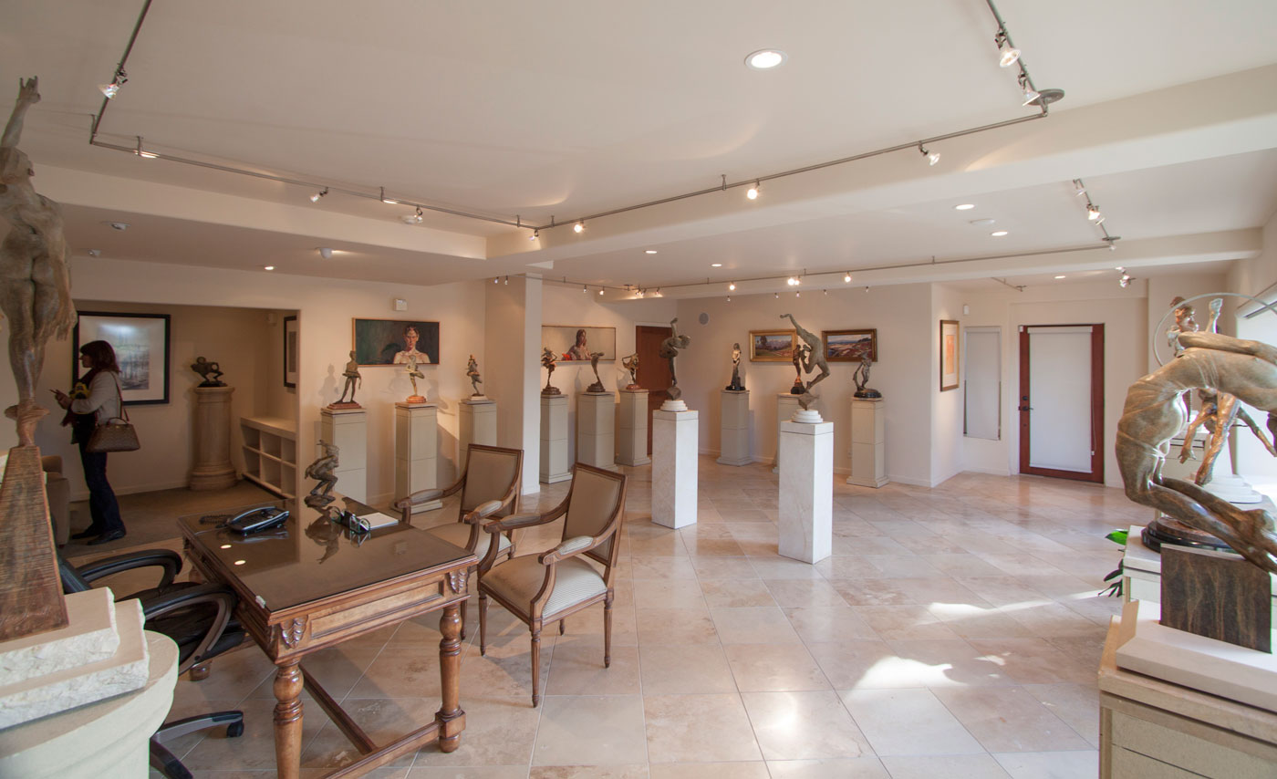 Opposite corner—storage/restroom door center rear.