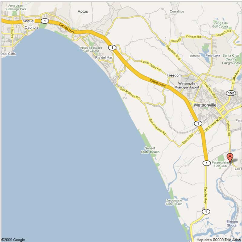 Location is just below Santa Cruz with easy access to Route 1.  Note the close proximity to shopping, beaches and commuter routes. 