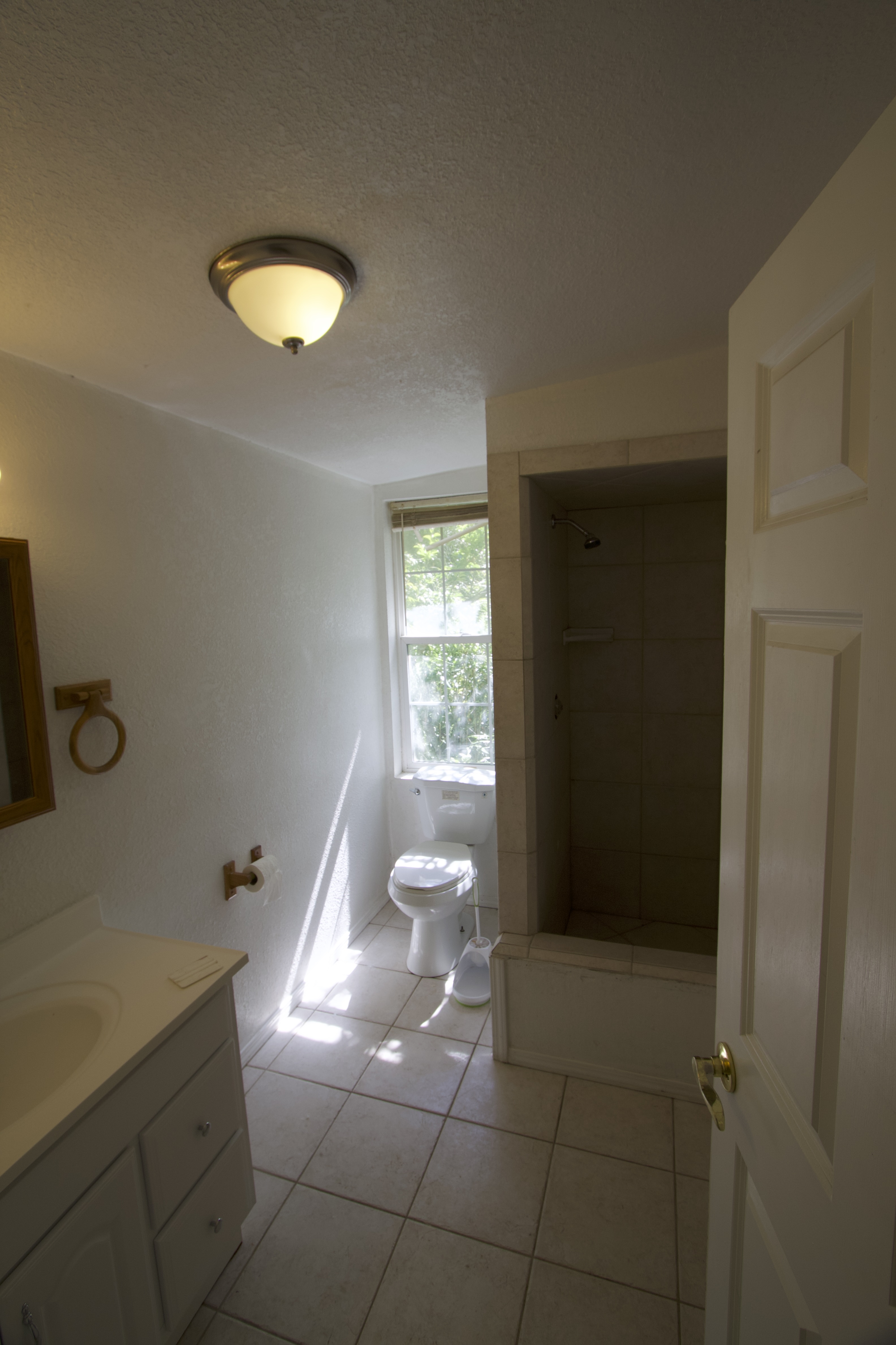 Bathroom with shower.