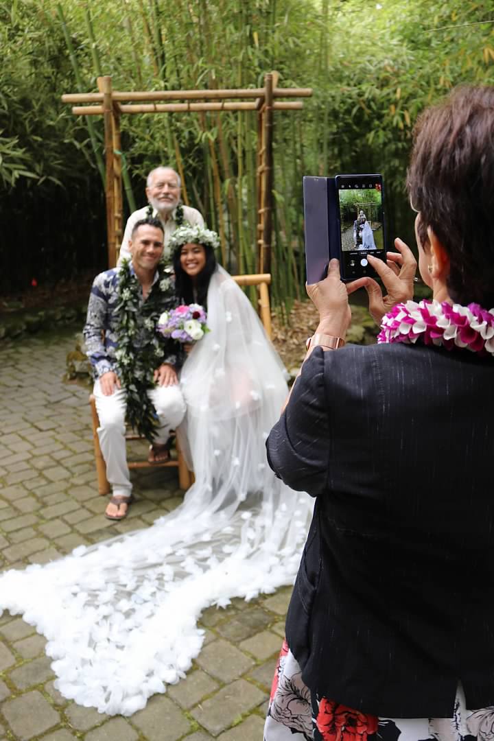Wedding ceremony site within the gardens